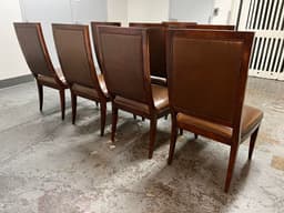 Restoration Hardware Brown Leather Nailhead Trim Dining Chairs, Set of Eight - Thumbnail 4