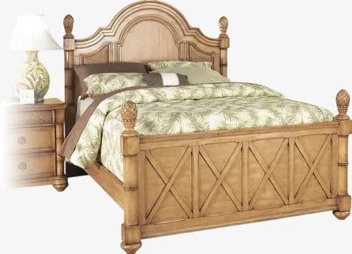 cindy crawford key west tobacco furniture Dark Wood 3 Pc Queen Poster Bed Cindy Crawford Home "Key West"
