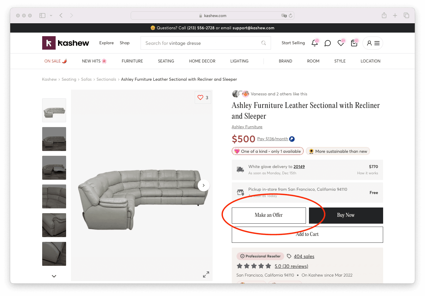 Negotiating a price used furniture kashew