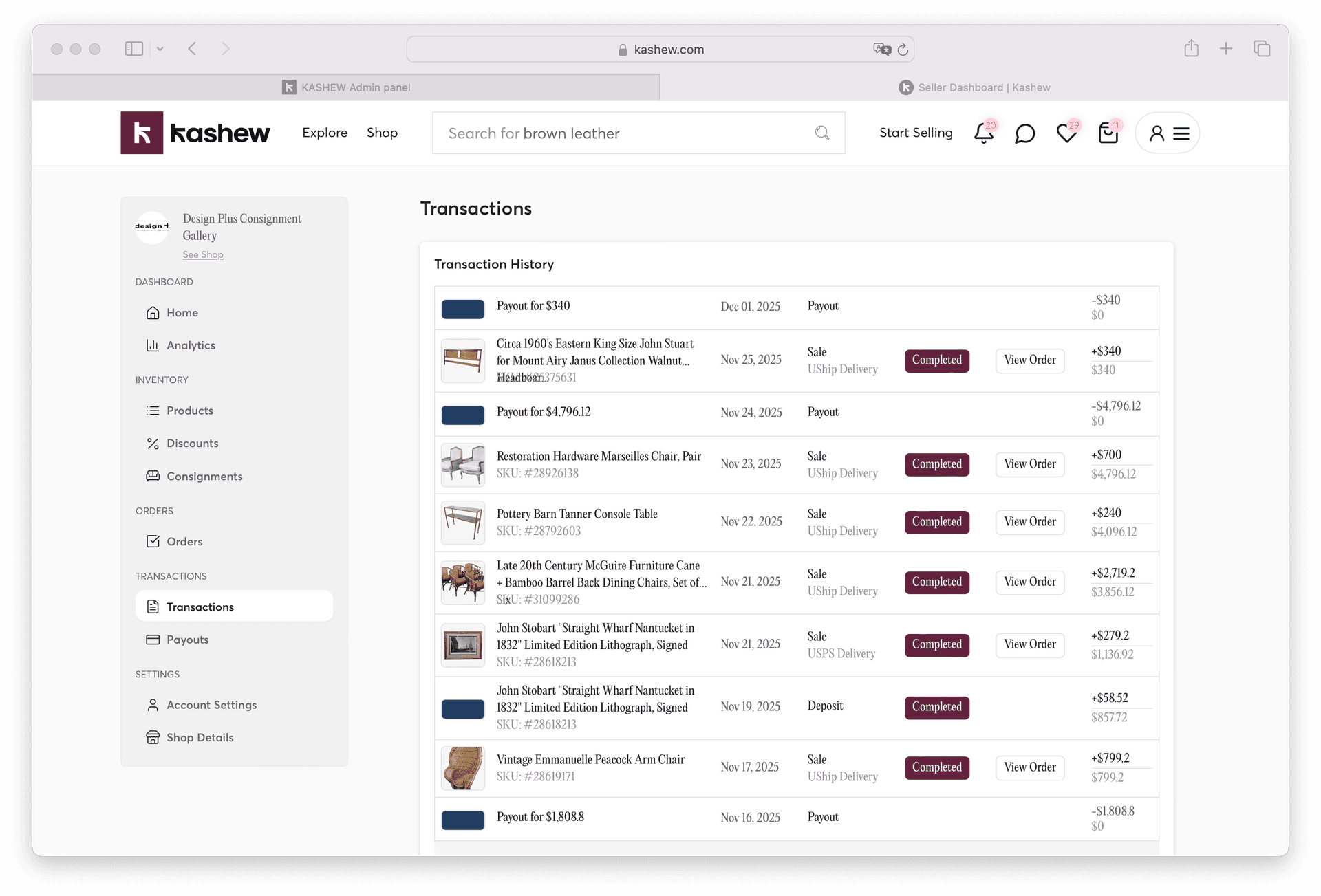Seeing and monitoring your transactions