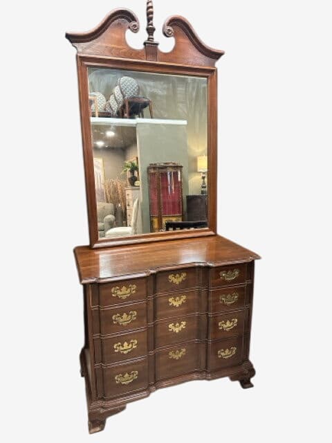 Ethan Allen Georgian Court Cherry Block Front Dresser with Mirror | Ethan Allen - $648 | Kashew | Kashew Ethan Allen Georgian Court Cherry Block Front Dresser with Mirror | Ethan Allen - $648 | Kashew | Kashew