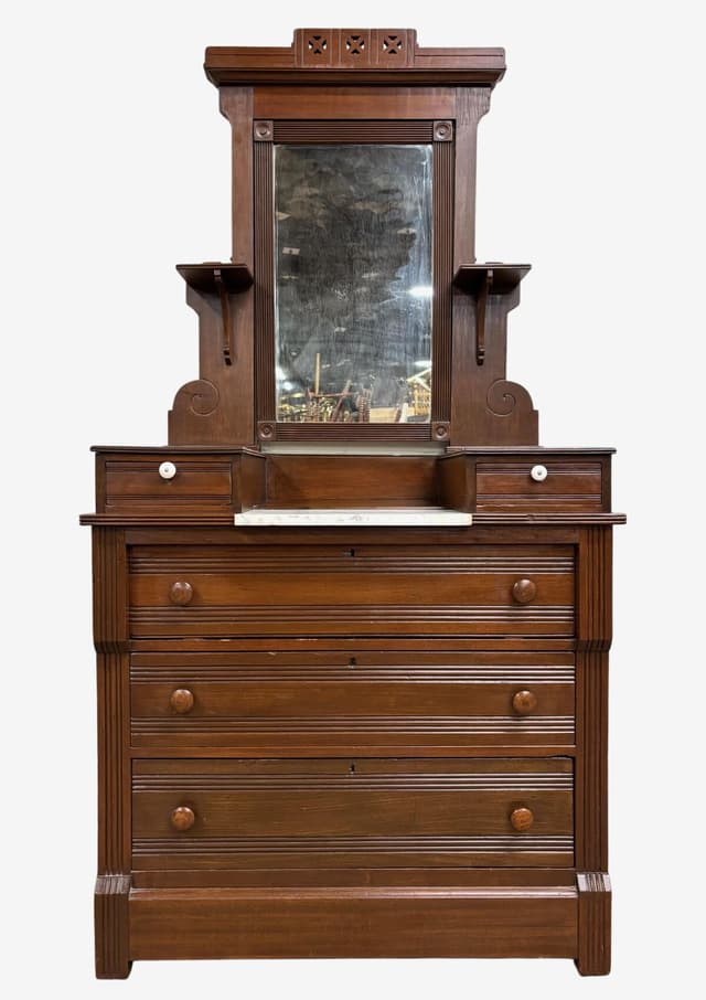 Antique Victorian Eastlake Farmhouse Marble Top Carved Dresser with Mirror - $1245 | Kashew | Kashew Antique Victorian Eastlake Farmhouse Marble Top Carved Dresser with Mirror - $1245 | Kashew | Kashew