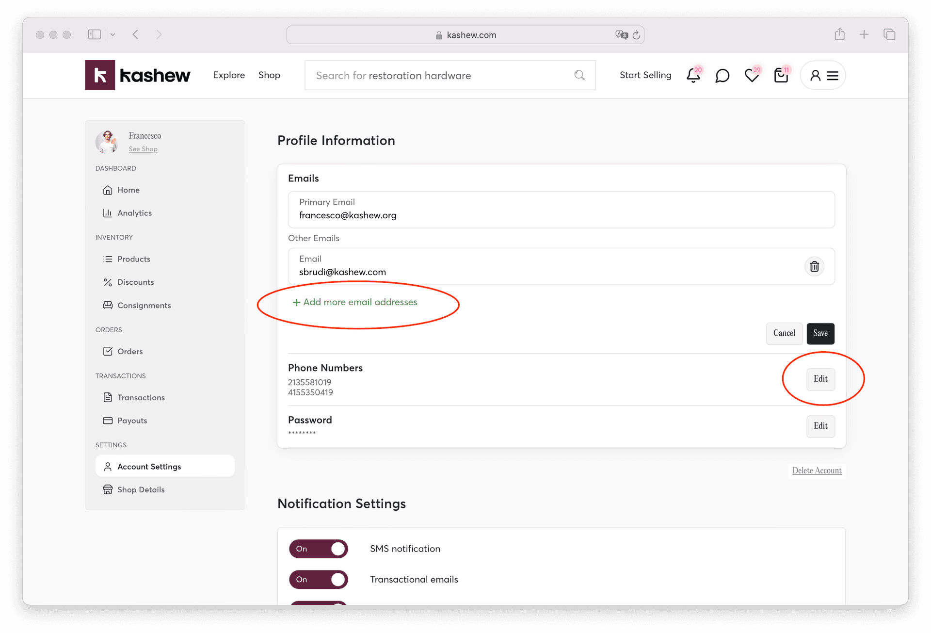 Changing or adding contact details