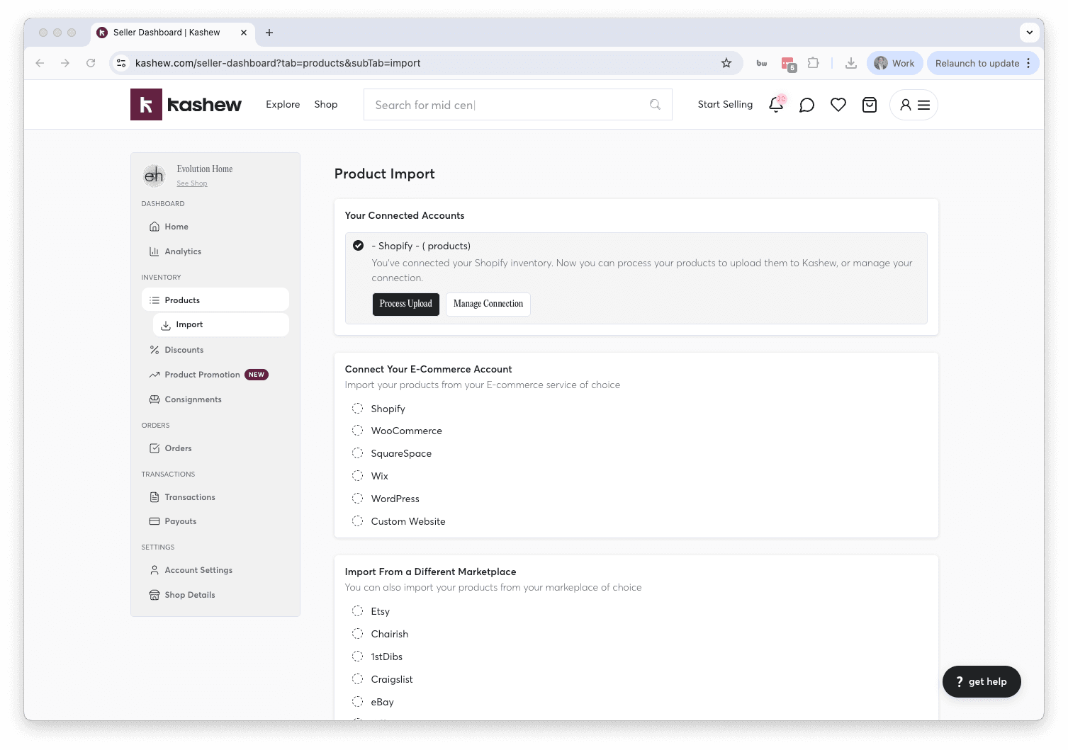 Import connection settings for syncing your catalog