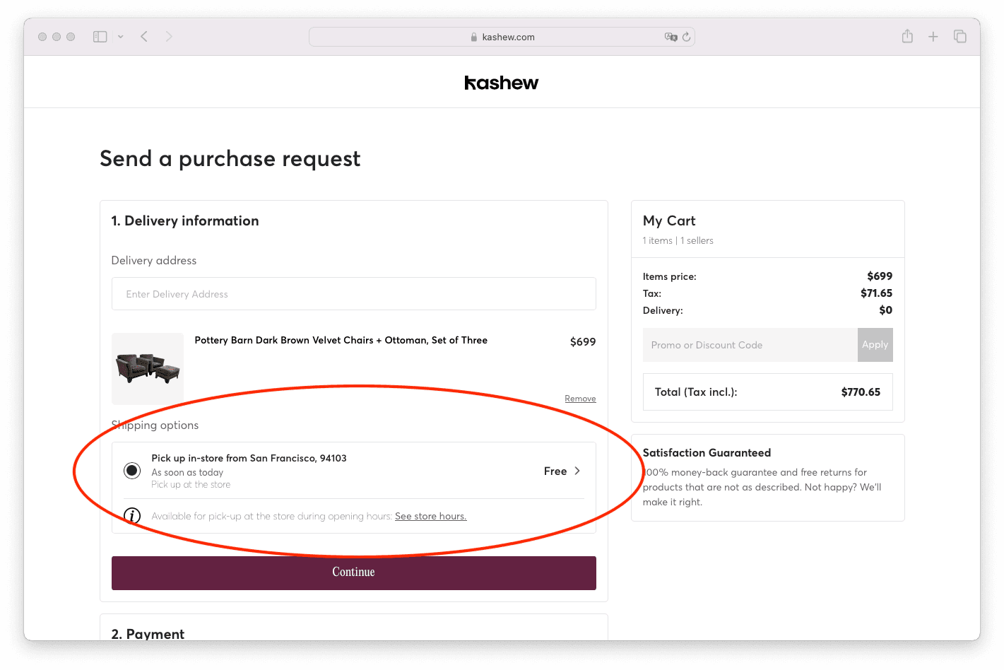 See item before purchase on kashew used furniture